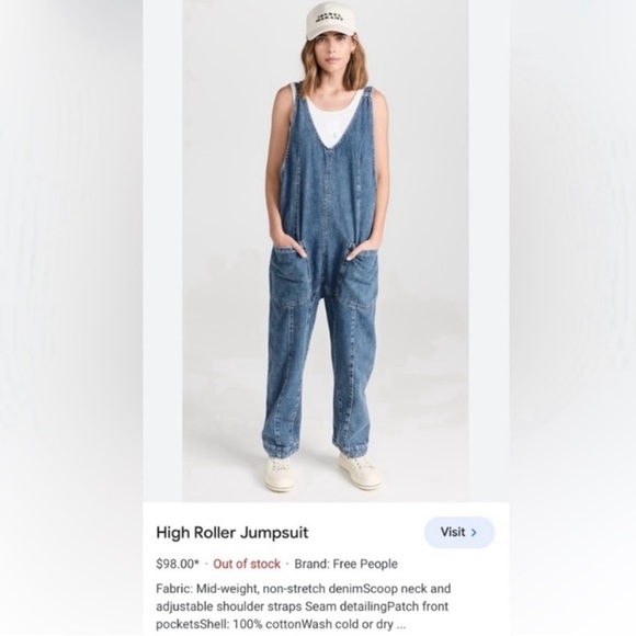 FREE PEOPLE High Roller Denim Jumpsuit Overalls - Picture 4 of 14